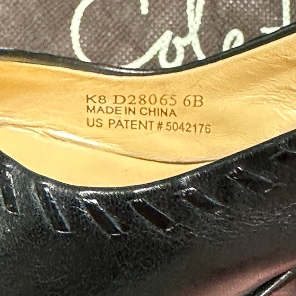 Cole Haan Women's Black Slingback Peep Hole Wedges Leather New - Picture 8 of 8